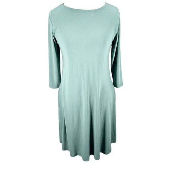 Sympli Canada Tunic Dress Size 4 Sage Lagenlook Flowy Career Travel Comfy Pocket - Picture 1 of 7